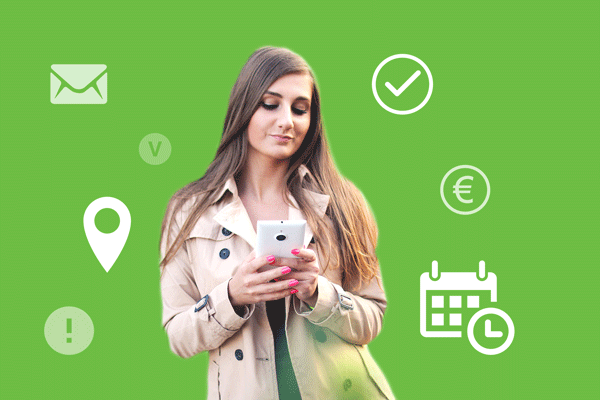 Mädchen_Mantel_Smartphone_Icons JobCheck Kellner Job