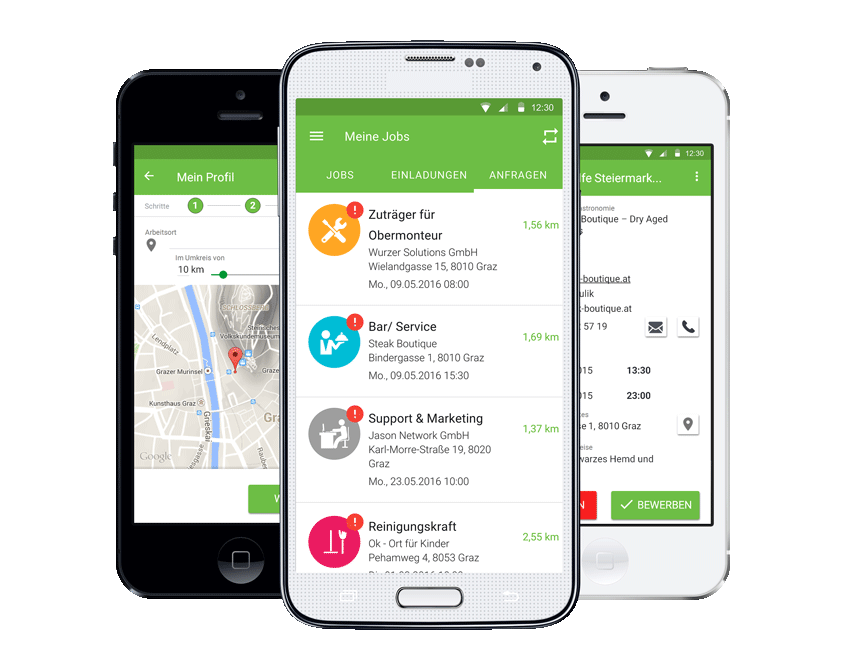 JobCheck-Bewerber-3-Phones JobCheck Jobs App für Teilzeitjobs Kurzzeit Minijobs