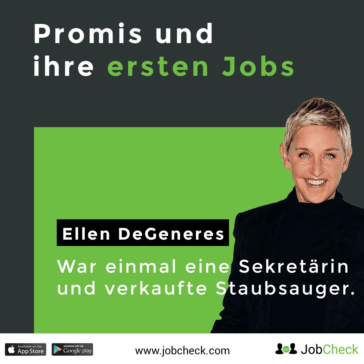 Ellen DeGeneres erster Job als Sekretärin & Staubsaugerverkäuferin Ellen DeGeneres erster Job als Sekretärin & Staubsaugerverkäuferin