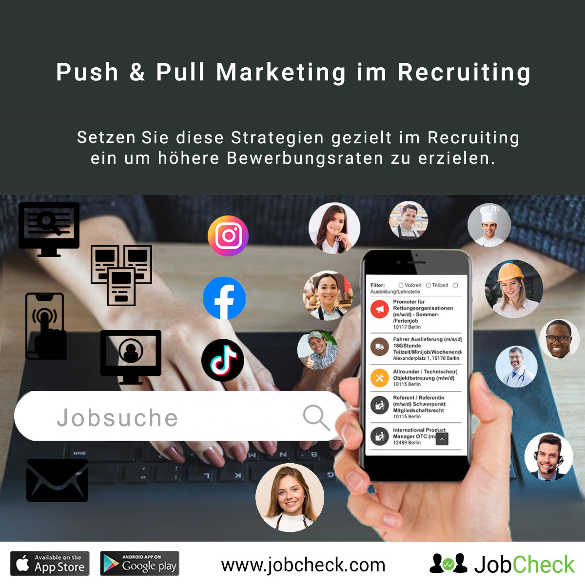 jobcheck-push-pull-marketing-im-recruiting Schnell und einfach Mitarbeiter finden
